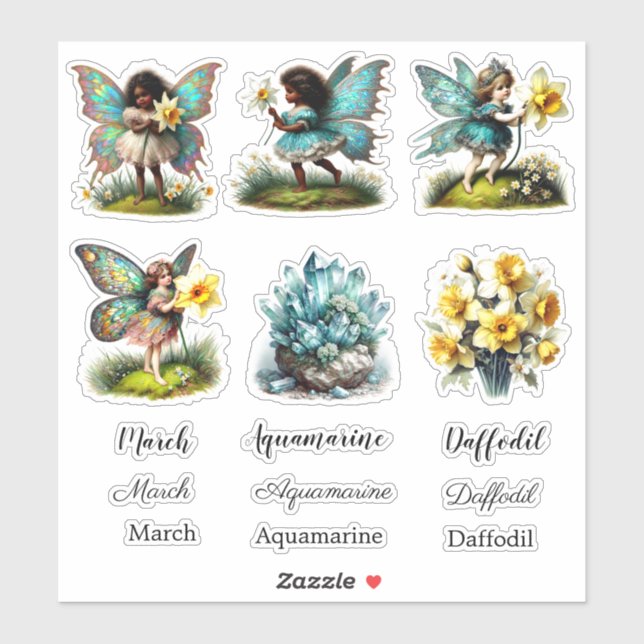März Geburtsmonat Geburtsdatum Blume Aufkleber Set (Blatt)