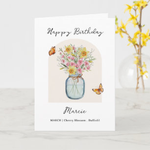 März-Geburtsmonats-Blumen-Geburtstag Karte