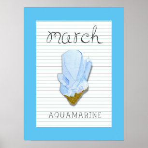 März Geburtsstein Aquamarin 18x24 Kunstwerk Poster