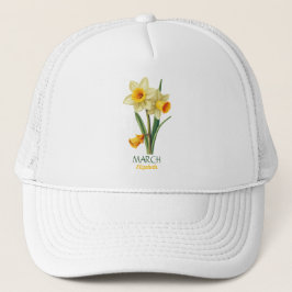 März Geburtstag Daffodil Birth Blume Personalisier Truckerkappe