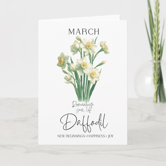 März Geburtstag Geburtsmonat Blume affodil Karte (Vorderseite)