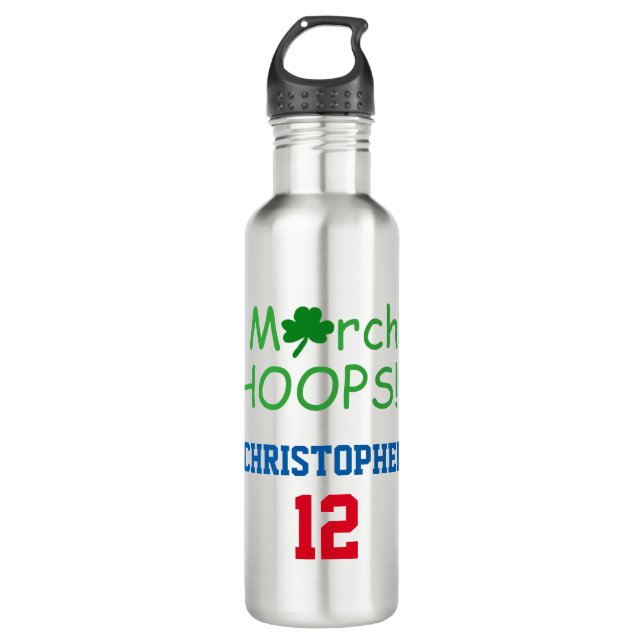 März HOOPS Kleeblatt TEAM NUMMER Basketball Edelstahlflasche (Vorderseite)