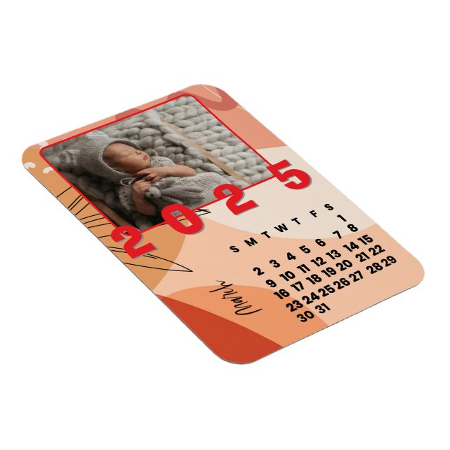 März Monat Neujahr 2025 Kalender Foto der Kalender Magnet (Rechte Seite)