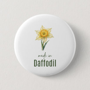 März-Osterglocken-Geburtsblumen-T-Shirts Aquarell Button