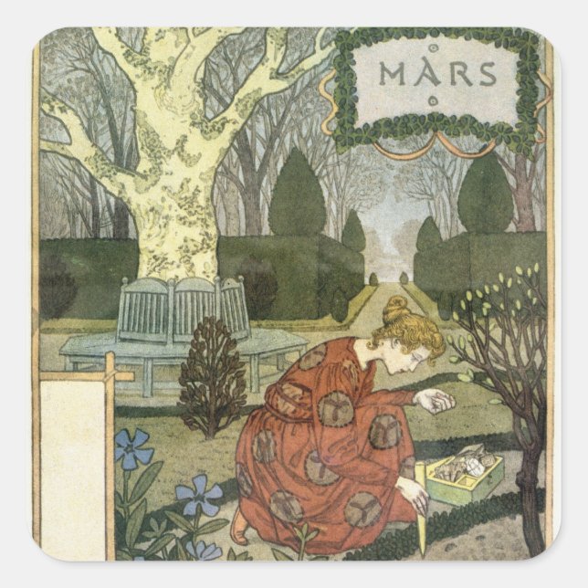 März Quadratischer Aufkleber (Vorderseite)