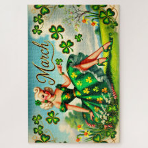 März Retro Button-Up Girl St. Patrick's Day