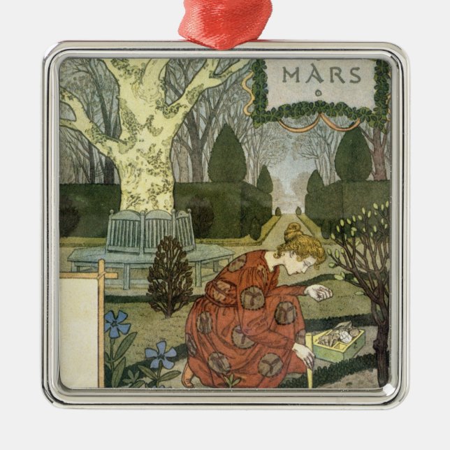 März Silbernes Ornament (Vorne)