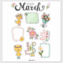 März-Stickerblatt – Frühlings Erwachen