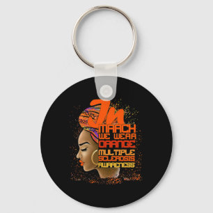 März Wir tragen orange Multiple Sklerose Afro Blac Schlüsselanhänger