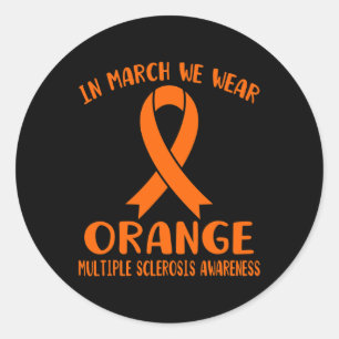 März Wir tragen Orange Multiple Sklerose Awareness Runder Aufkleber