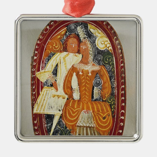 Marzipankasten, der einen Mann und eine Frau, Silbernes Ornament (Vorne)