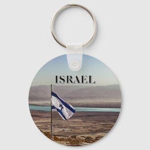 Masada-Blick mit israelischer Flagge Schlüsselanhänger