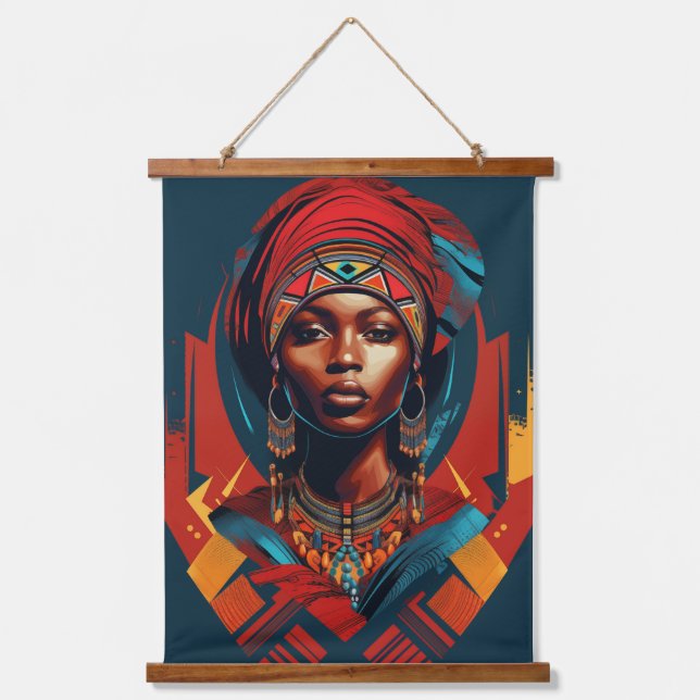 Masai Woman Elegance Wandteppich Mit Holzrahmen (Vorderseite)