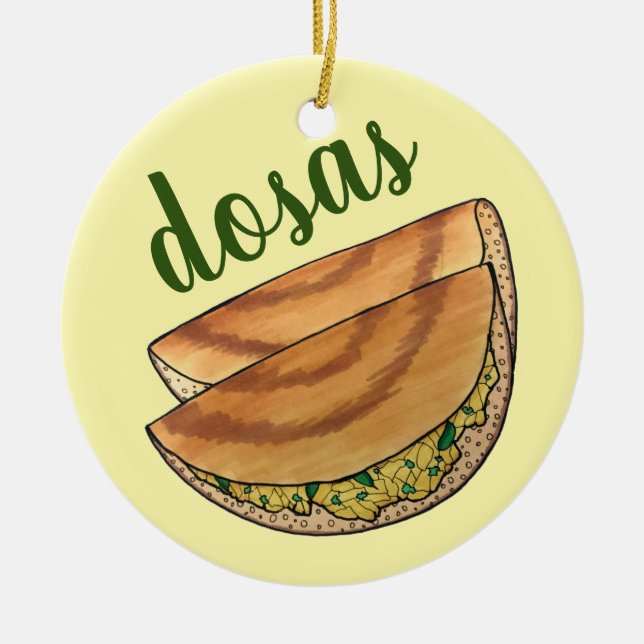 Masala Dosas South Indian Food Cuisine Potato Dosa Keramik Ornament (Vorne)