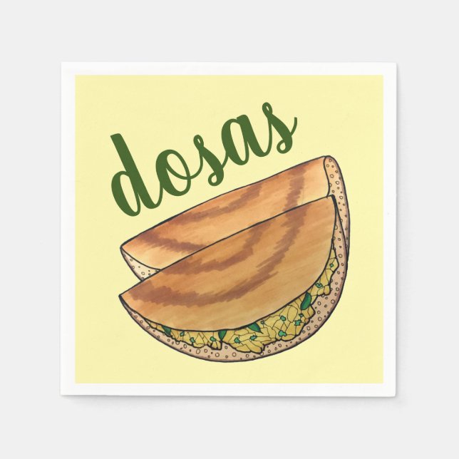 Masala Dosas South Indian Food Cuisine Potato Dosa Serviette (Vorderseite)