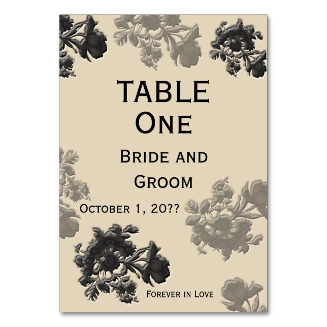 Masala Flora Wedding Tischnummer (Vorderseite)