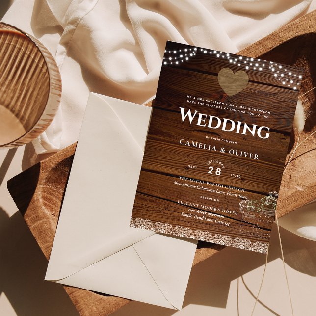 Masars Wedding laden rustikales Holz Spitzenbudget (Von Creator hochgeladen)