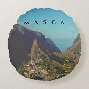 Masca in Spanien - mit zwei verschiedenen Seiten Rundes Kissen