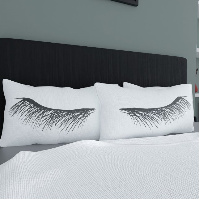 Mascara Lashes Äyes Asleep Black and White Eyelash Kissenbezug (Long luscious lashes just like yours)