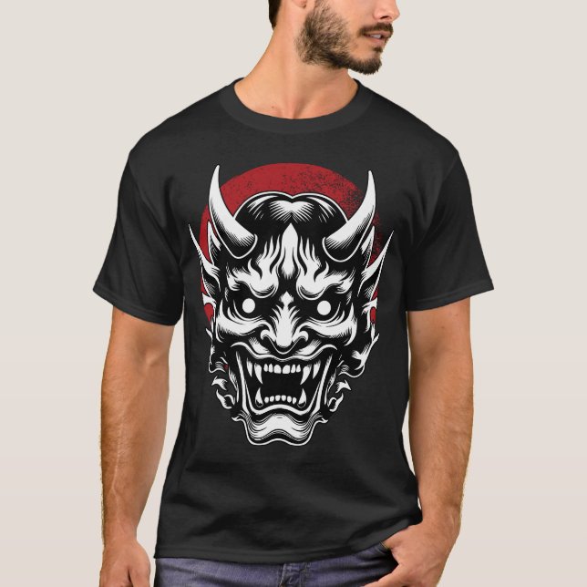 Máscara Oni/ Máscara samurai  T-Shirt (Vorderseite)