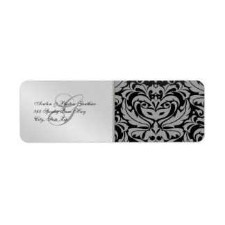 Mascarade Argent Damask Étiquettes de adresse d'Ha
