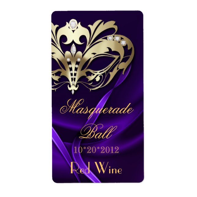 Mascarade d'or Joyau violet Étiquette de vin de va (Devant)