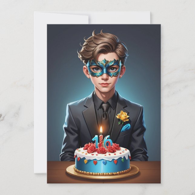 mascarade moderne douce 16 invitations (Devant)