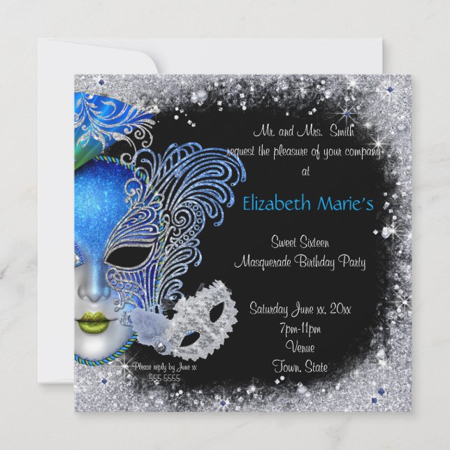 Mascarade, Sweet Sixteen, Invitation Pailletée (Devant)