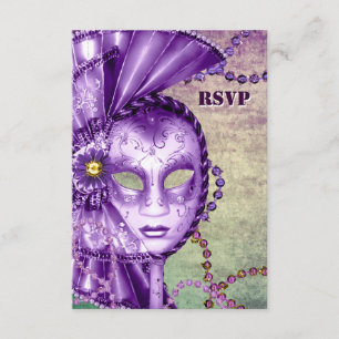 Mascarade verte pourpre RSVP de masque de perles