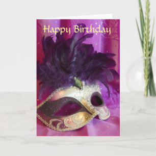 Mascarade violette carte d'anniversaire