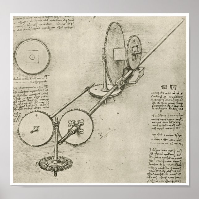Maschine zur Formgebung von Eisenroden, Da Vinci Poster (Vorne)