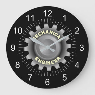 Maschinenbauingenieur graues Zahnrad Große Wanduhr