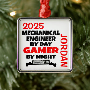 Maschinenbauingenieur spielt gerne Videospiele Ornament Aus Metall