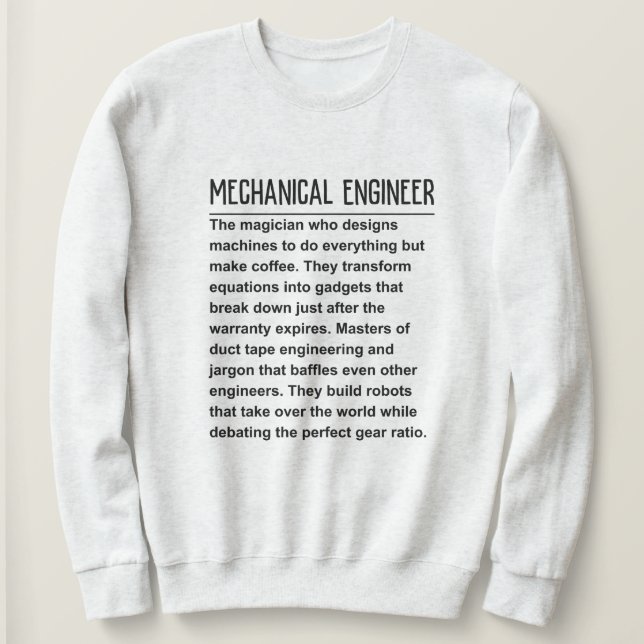 Maschinenbauingenieur Sweatshirt (Design vorne)