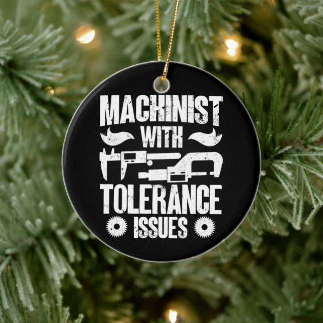 Maschinenführer mit Toleranzproblemen Keramik Ornament (Baum)