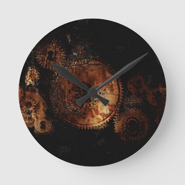 Maschinengestänge für rustikale Maschinen - Dampfg Runde Wanduhr (Vorderseite)