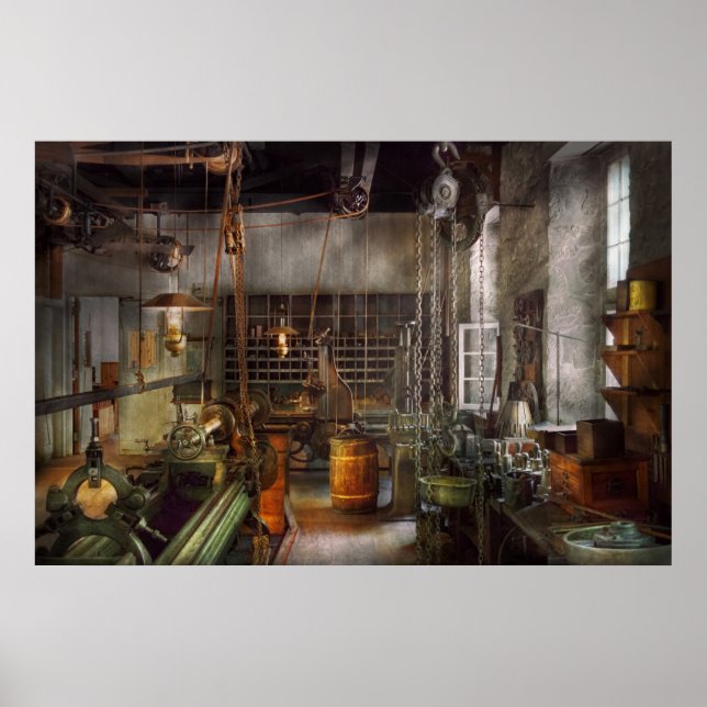 Maschinist - Drehmaschinen - Machinistenparadies Poster (Vorne)
