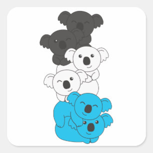 Mascic Flag Pride Lgbtq Niedlich Koala Pile Square Quadratischer Aufkleber