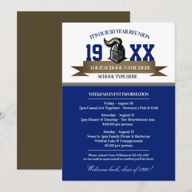 Mascot Banner Class Wiedersehen Einladungen (Vorne/Hinten)
