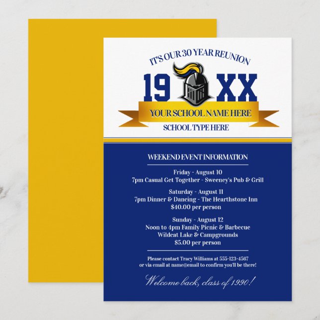 Mascot Banner Class Wiedersehen Einladungen (Vorne/Hinten)