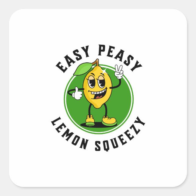 Mascot Lemon Quadratischer Aufkleber (Vorderseite)