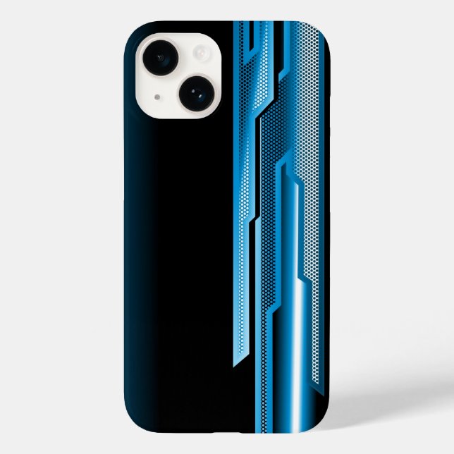Masculine Abstrakt Sky Blue Black Design Case-Mate iPhone 14 Hülle (Rückseite)