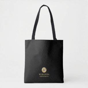Masculine Black and Gold Personalisiert Bridesmaid Tasche