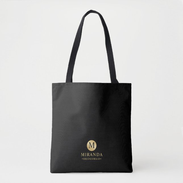 Masculine Black and Gold Personalisiert Bridesmaid Tasche (Vorderseite)