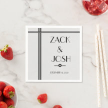 Masculine Black and Gray WEDD PAPIER NAPKIN