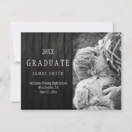Masculine Black Barn Wood Foto Abschluss Einladung