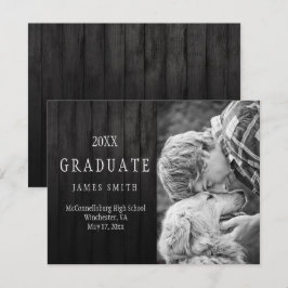 Masculine Black Barn Wood Foto Abschluss Einladung