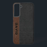 Masculine Black & Brown Vintag Leder Samsung Galaxy Hülle<br><div class="desc">Elegantes männliches,  schwarz und braun gestepptes Vintages Imitat Leder mit individualisierbarem Monogramm.</div>