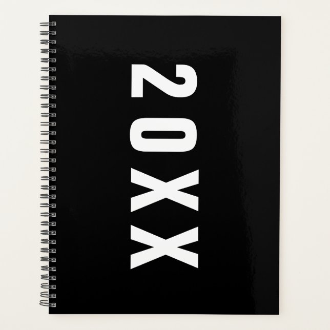 Masculine Black Monochrome Minimalistisch Planer (Vorderseite)