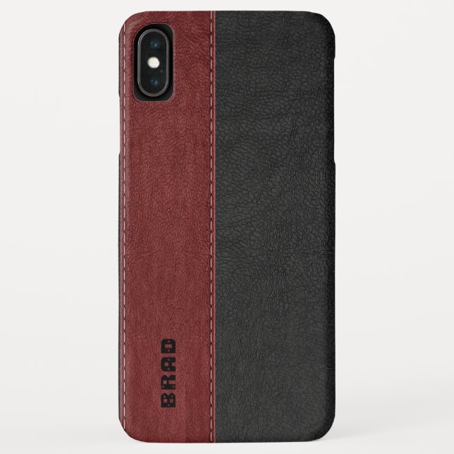 Masculine Black & Red Imitate Leather Case-Mate iPhone Hülle (Rückseite)